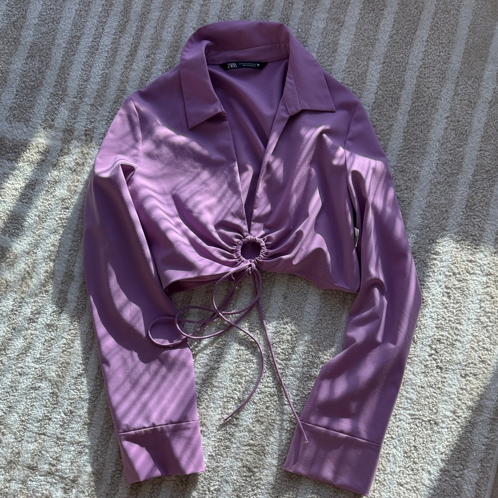 Zara Lavender Ruched Blouse